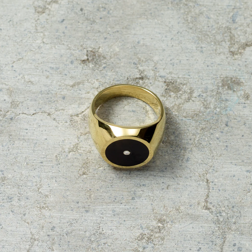 Black Onyx and Diamond Signet Ring - Image 2