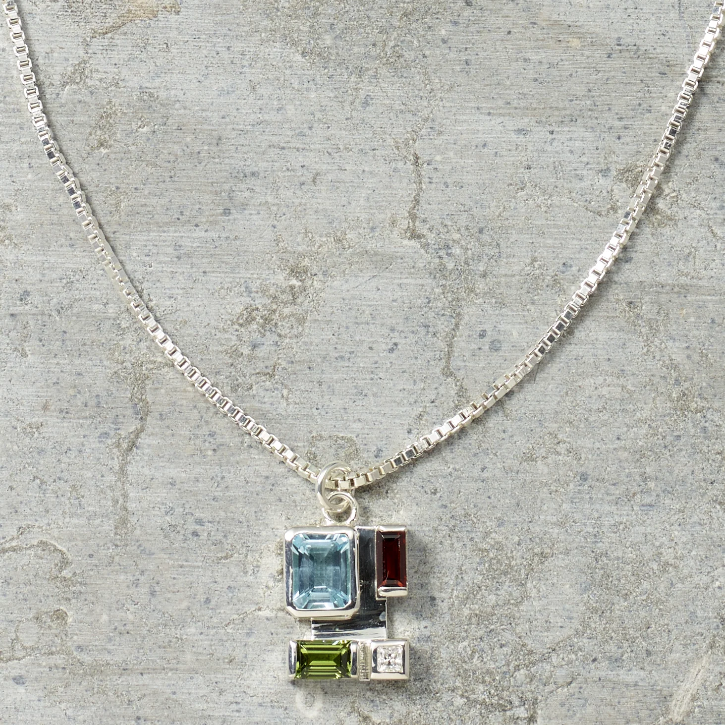 Rainbow Baguette Necklace - Image 2